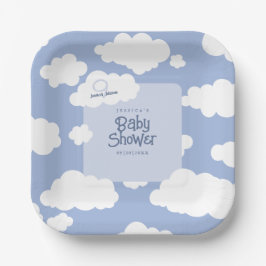Plato De Papel Cloud Nine 9 Baby Shower Cuadros Whimsical Square