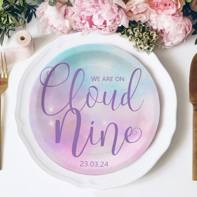Plato De Papel Cloud Nine Chica Baby Shower (Subido por el creador)