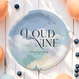 Plato De Papel Cloud Nueve Elegante Pastel Baby Shower