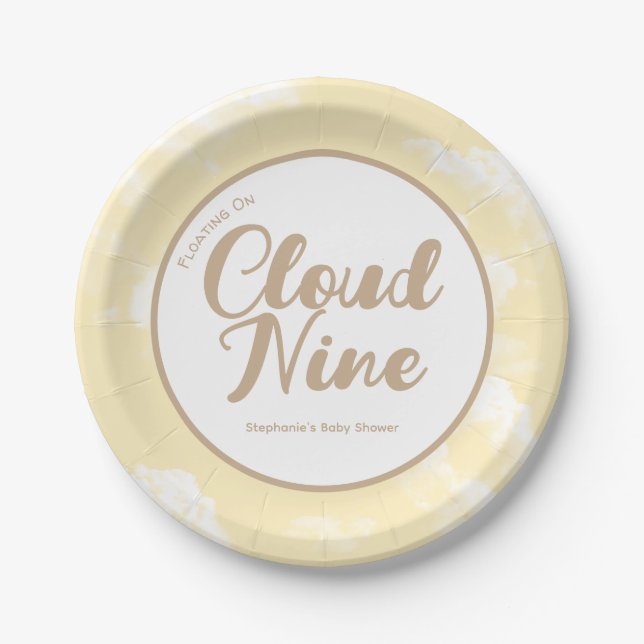 Plato De Papel Cloud Nueve Sky: Baby Shower Personalizado disponi (Anverso)
