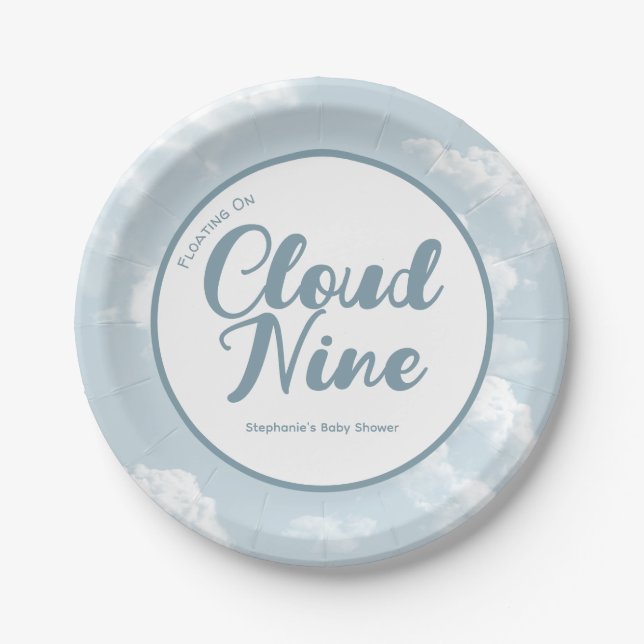 Plato De Papel Cloud Nueve Sky: Baby Shower Personalizado disponi (Anverso)