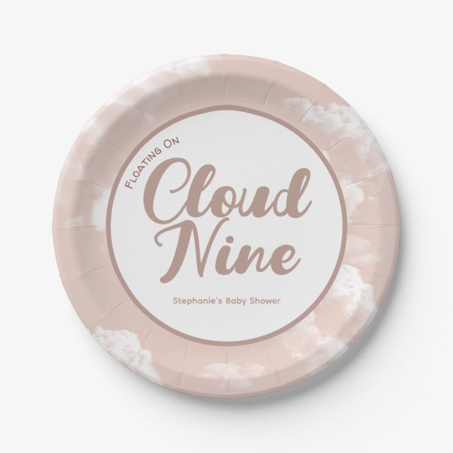 Plato De Papel Cloud Nueve Sky: Baby Shower Personalizado disponi (Anverso)