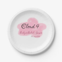 Plato De Papel Clouds nine red pastel bridal shower namedate