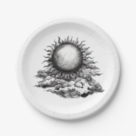 Plato De Papel Cloudy Sun