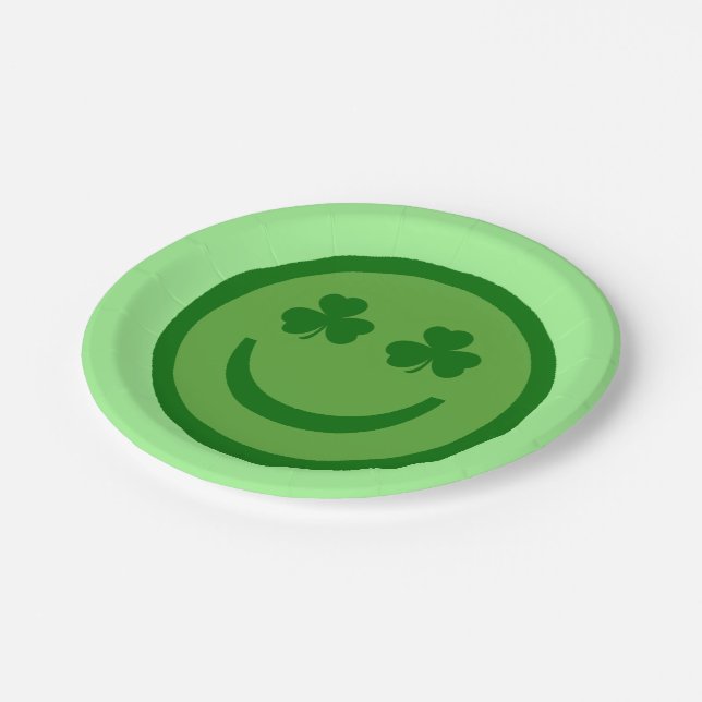 Plato De Papel Clover Eyes Happy Face Paper Plates (Angular)
