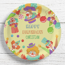 Plato De Papel Clown Ciro fiesta de cumpleaños nombre personaliza