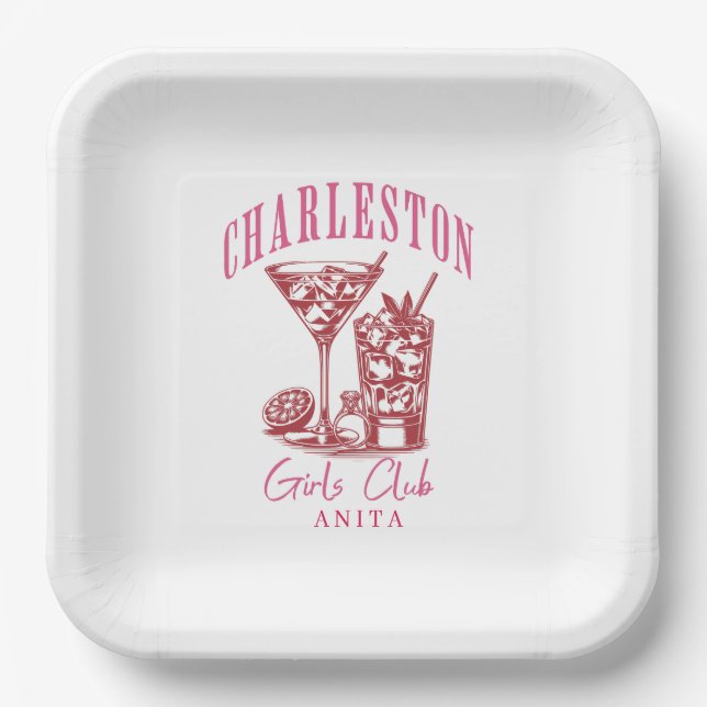 Plato De Papel Club de chicas Personalizados Charleston Bachelore (Anverso)