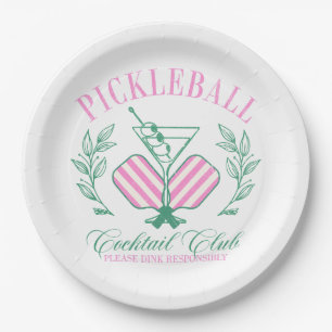 Plato De Papel Club de Cócteles de Pickleball
