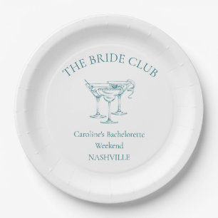 Plato De Papel Club Social de Cóctel Personalizado para Despedida