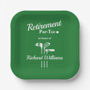 Plato De Papel Clubes de golf de retiro Green White Themed Par Te