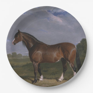 Plato De Papel Clydesdale Stallion (Caballo tostado) (Animal)