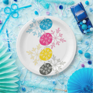 Plato De Papel CMYK Snowflakes