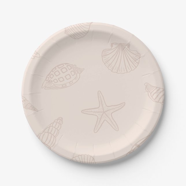 Plato De Papel Coastal Bites Shell Pink (Anverso)