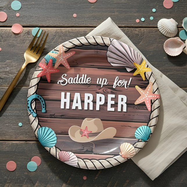 Plato De Papel Coastal Cowgirl Western Birthday Personalized (Subido por el creador)