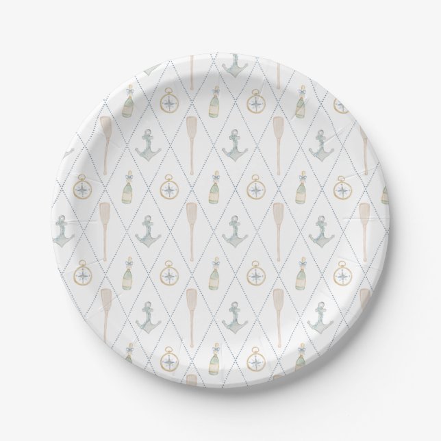 Plato De Papel Coastal Sailboat Paper Plates (Anverso)