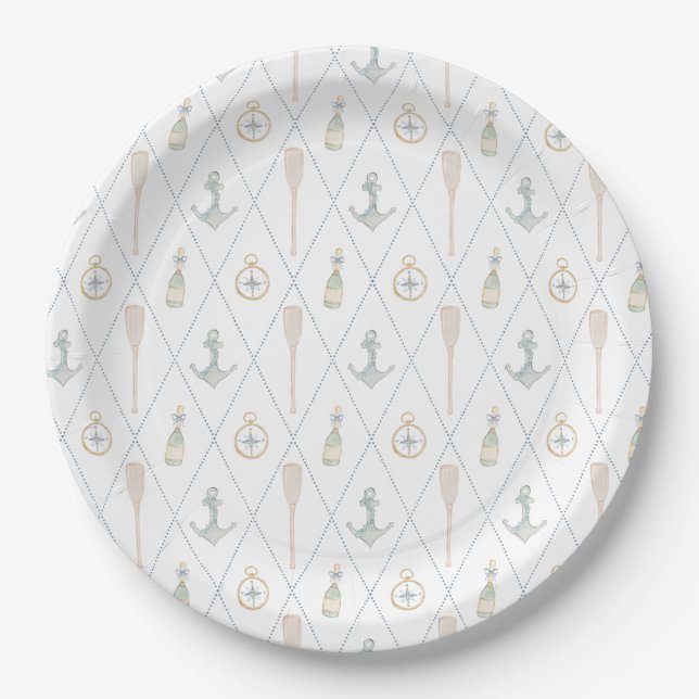 Plato De Papel Coastal Sailboat Paper Plates (Anverso)