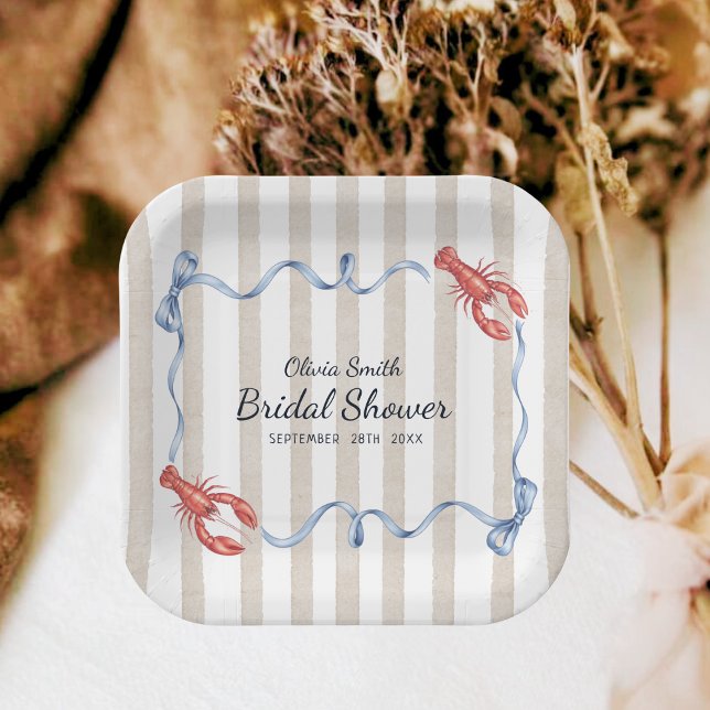 Plato De Papel Coastal Theme She's a Catch Lobster Bridal Shower (Subido por el creador)