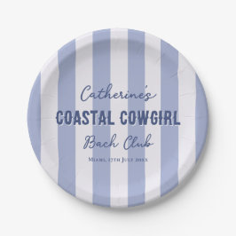 Plato De Papel Coastre Cowgirl Bach Club Blue White Stripes