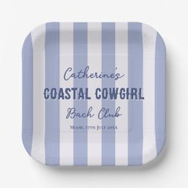 Plato De Papel Coastre Cowgirl Bach Club Blue White Stripes