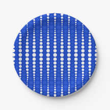 Cobalt Blue and White Polka Dots Paper Plate