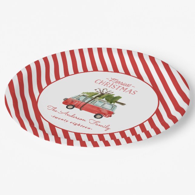 Plato De Papel coche acuarela de navidades más alegres (Angular)