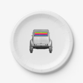 Plato De Papel Coche + arcoiris