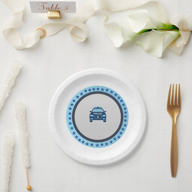 Plato De Papel Coche de policía  (Boda)