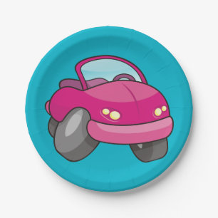 Plato De Papel Coche Personalizado rosa