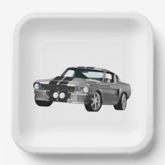 Plato De Papel Coche Silver Muscle