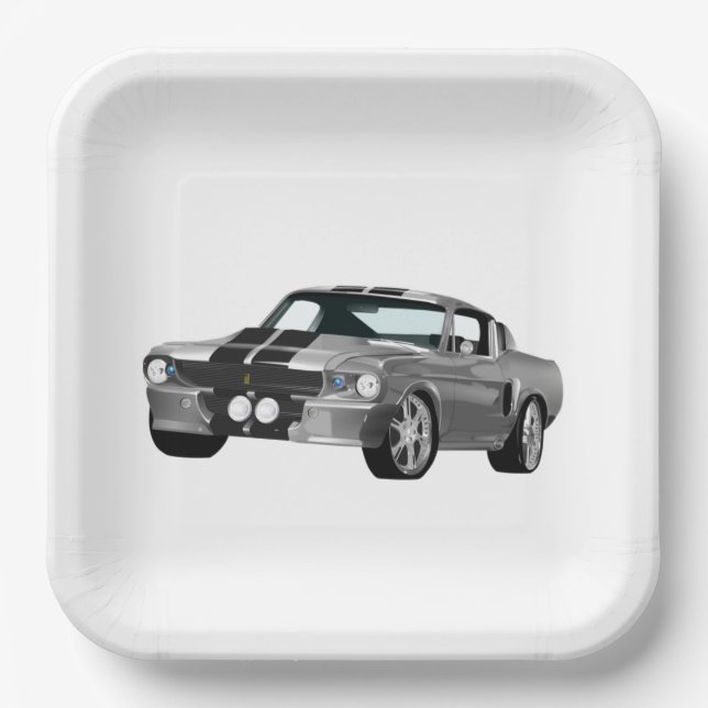 Plato De Papel Coche Silver Muscle (Anverso)