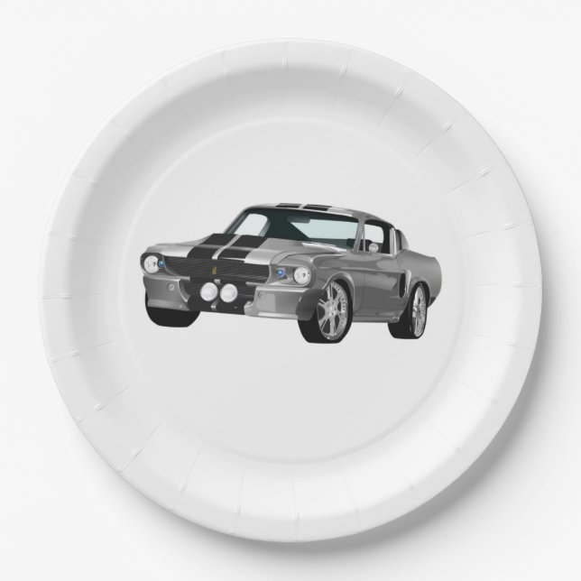Plato De Papel Coche Silver Muscle (Anverso)