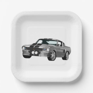 Plato De Papel Coche Silver Muscle