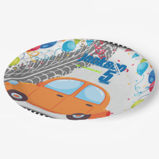 Plato De Papel Coches y pistas Diseño de cumpleaños
