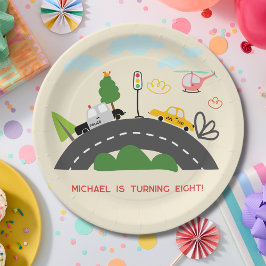 Plato De Papel Coches y vehículos en el cumpleaños del chico de l