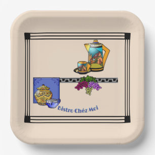 Plato De Papel Cocina Art Deco Bistro Personalizado