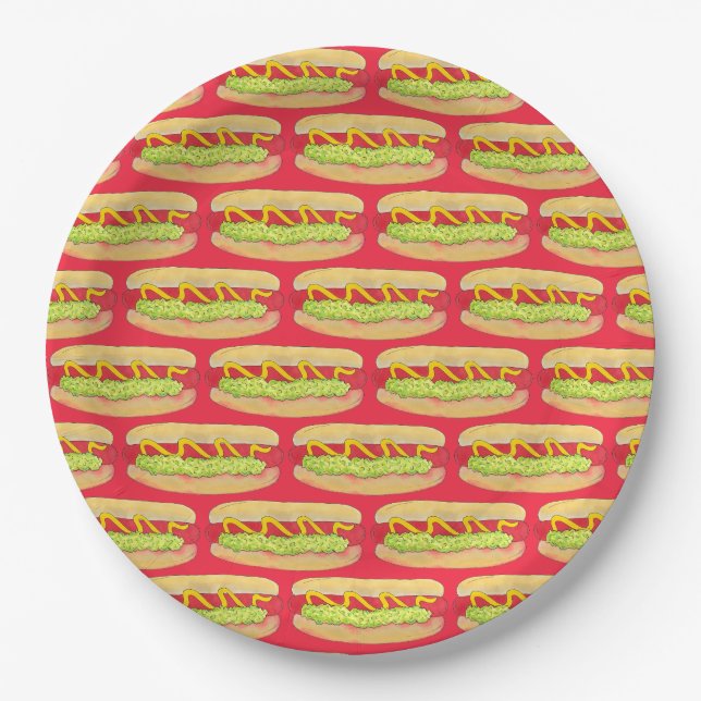 Plato De Papel Cocina de comida Maine Red Snapper Hotdog Portland (Anverso)