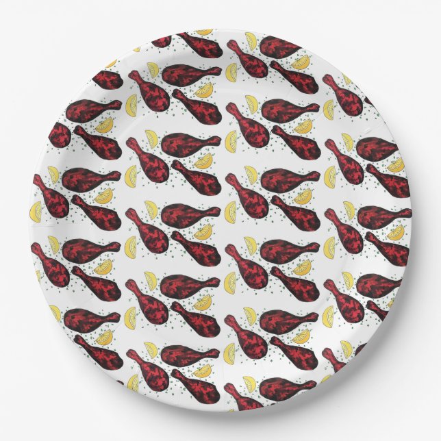 Plato De Papel Cocina india de Tandoor Cocina Tandoori Pollo (Anverso)