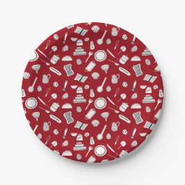 Plato De Papel Cocina Retro Rojo