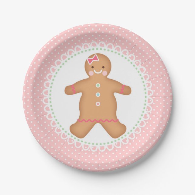 Plato De Papel Cocina Rosa Gingerbread (Anverso)