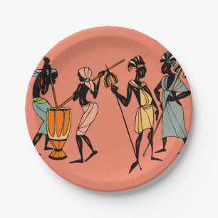 Plato De Papel Cocina y danza de las mujeres africanas