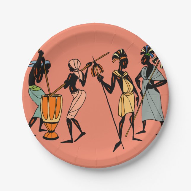 Plato De Papel Cocina y danza de las mujeres africanas    (Anverso)
