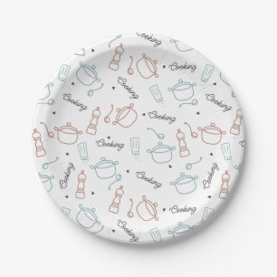 Plato De Papel Cocinar bien con patrón de amor