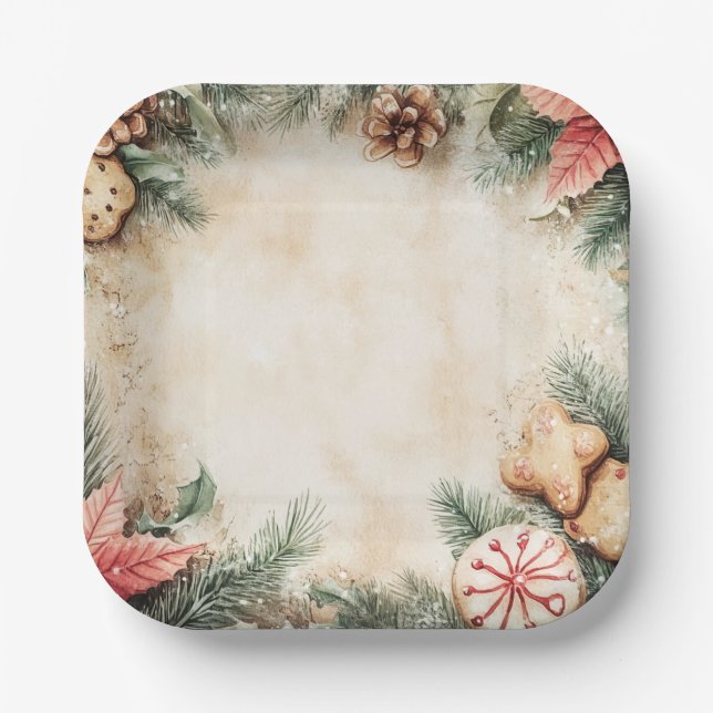 Plato De Papel Cocinas navidades y teléfonos fijos (Anverso)