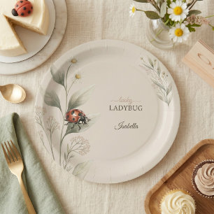 Plato De Papel Cocinera Mariquita Primera Cumpleaños Personalizad