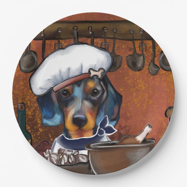 Plato De Papel Cocineros Dachshund (Anverso)