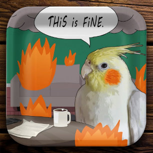Plato De Papel Cockatiel gracioso es un buen meme de café en casa