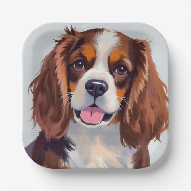 Plato De Papel Cocker Spaniel | Dog Painting Pet (Anverso)