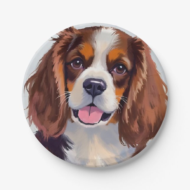 Plato De Papel Cocker Spaniel | Pintura de perro mascota (Anverso)