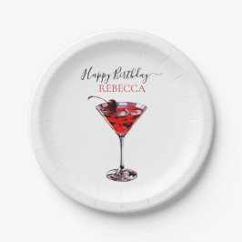 Plato De Papel Cocktail Party Cherry Martini Happy Birthday