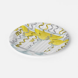 Plato De Papel Cóctel amarillo y cinta